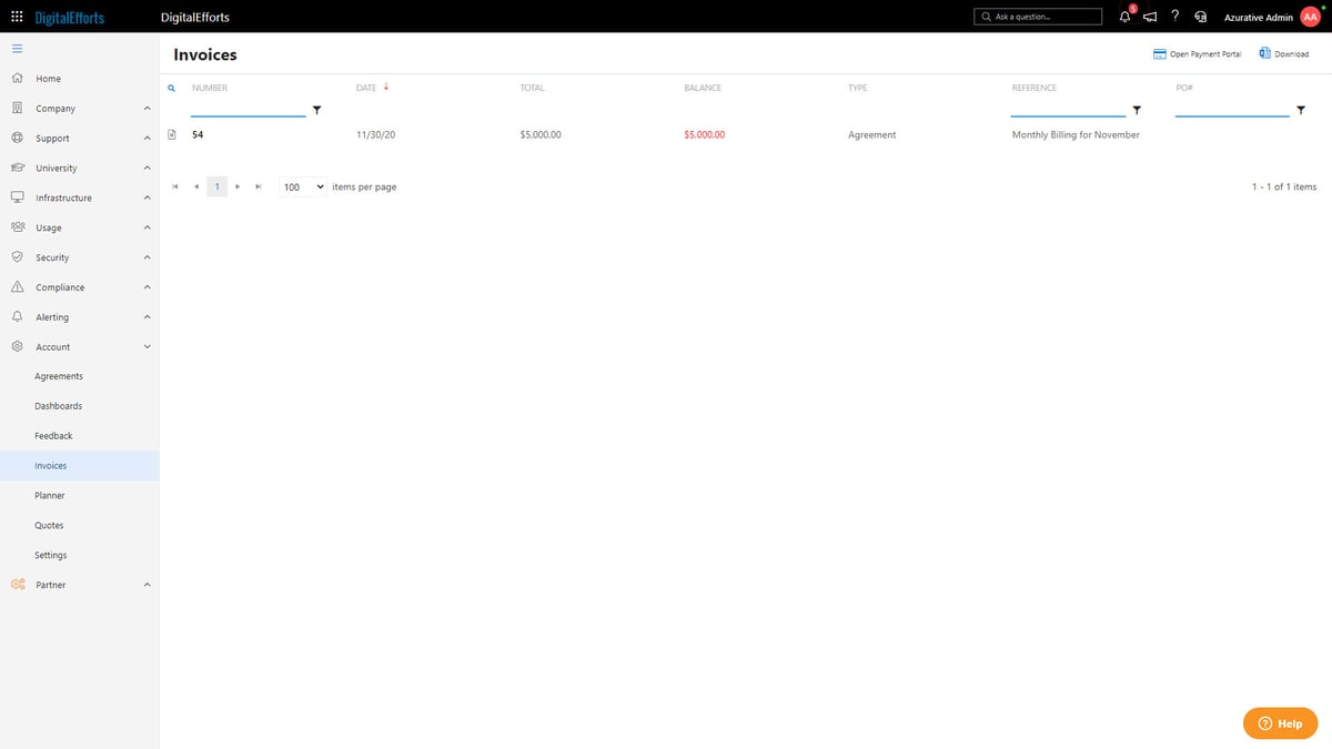 Invoices Page