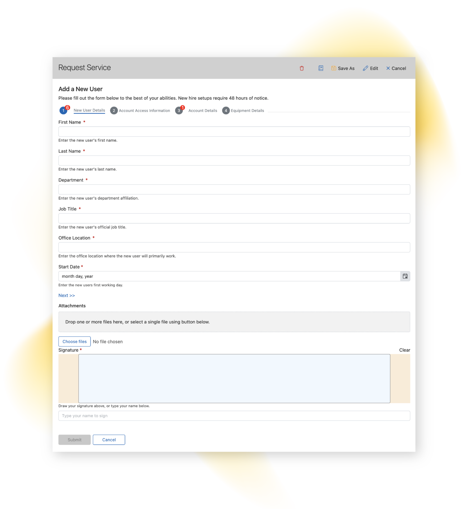 Request Service Form